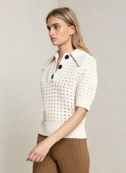 ALC LTD Archer Crochet Top Knitwear