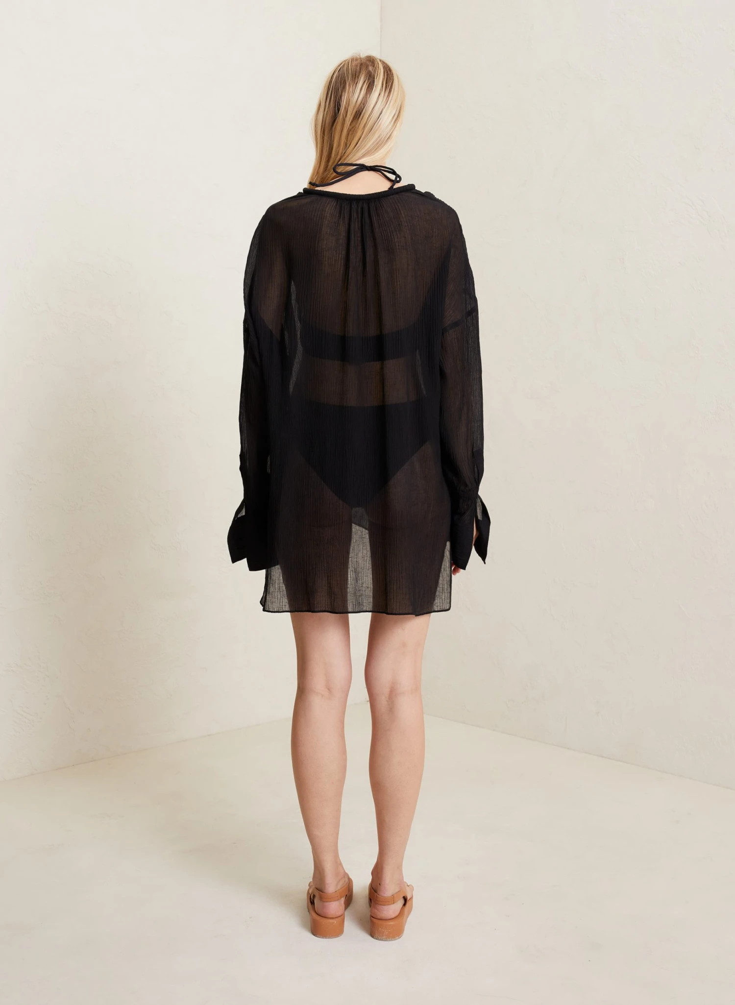 PAULINA_SHIRT_BLK_0063_4.jpg ALC LTD SWIM Paulina Silk Shirt